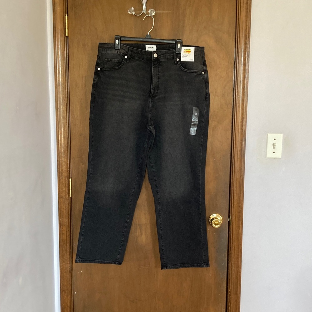 Sonoma High rise straight jean black denim plus size jean casual 16W